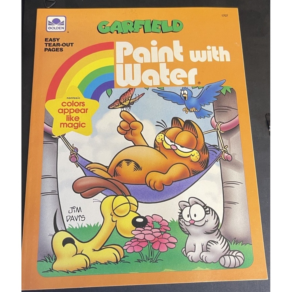 Garfield The Cat Paint With Water Golden Book Vintage Jim Davis Unused